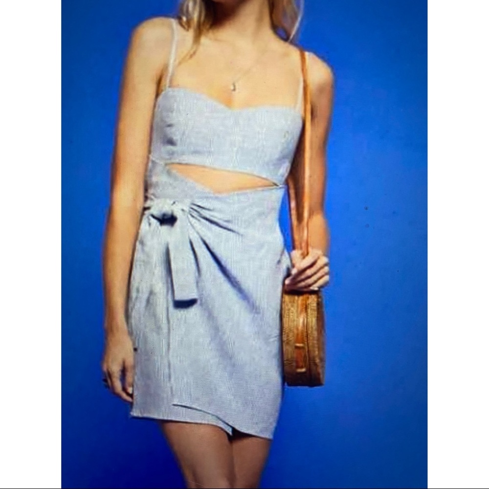 Reformation 12P Blue and White Wrap Dress